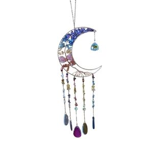 Handmade Moon Phase Crystal Suncatcher • Tree Of Life Seven Charka A005-26